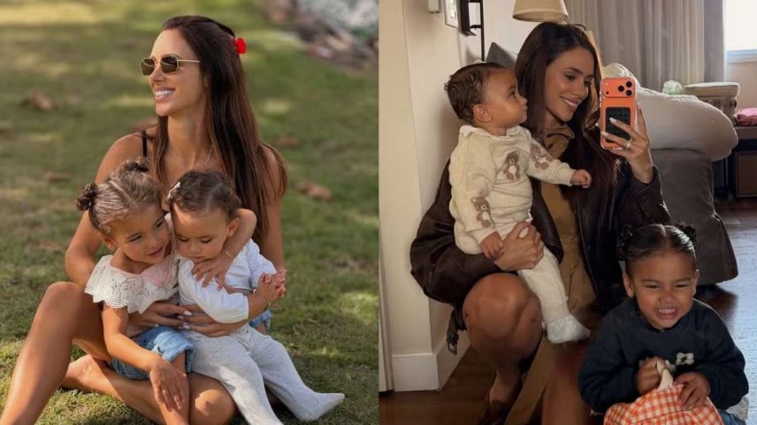 Bruna Biancardi abre álbum de fotos com Mavie e Mel em resort