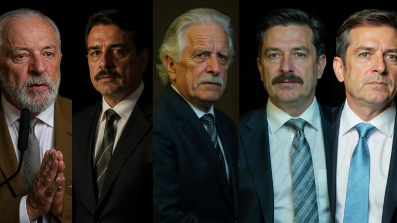 Lula (PT), Flávio Bolsonaro (PL), Ronaldo Caiado (PSD), Romeu Zema (Novo) e Renan Santos (Missão), pré-candidatos à Presidência da República Foto: Wilton Junior/Tiago Queiroz/Cauê Del Valle/Divulgação MBL/Taba Benedicto