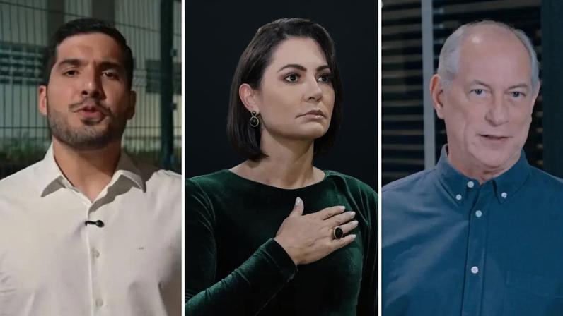 André Fernandes, Michelle Bolsonaro e Ciro Gomes (Partido Liberal/Divulgação | Redes sociais/Reprodução)