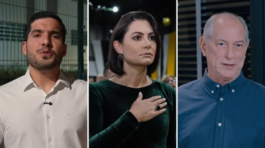 André Fernandes, Michelle Bolsonaro e Ciro Gomes (Partido Liberal/Divulgação | Redes sociais/Reprodução)