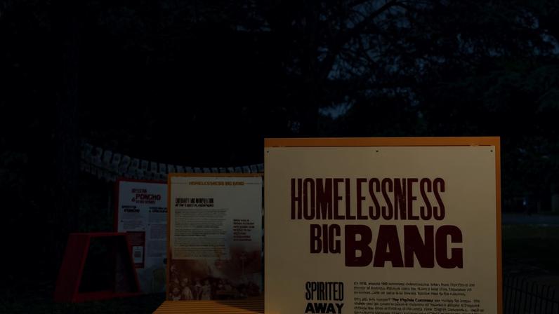 The exhibition explores the “Homelessness Big Bang“, a period when land enclosures, economic shifts and early colonial expansion began to fundamentally change how society treated unhoused people