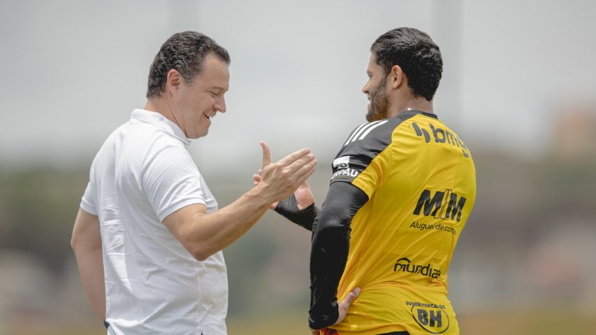 Rafael Menin; Hulk; Atlético-MG — Foto: Pedro Souza / Atlético-MG