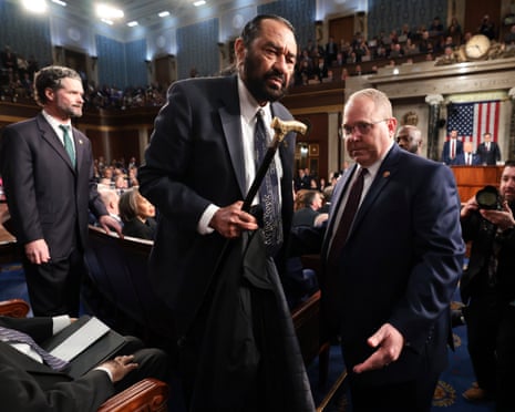 Al Green is escorted from the chamber at Donald Trump’s address to a joint session of Congress in March last year.