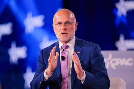Brendan Carr, the FCC chairman, attends the Conservative Political Action Conference (CPAC) USA 2026 in Grapevine, Texas, in March.