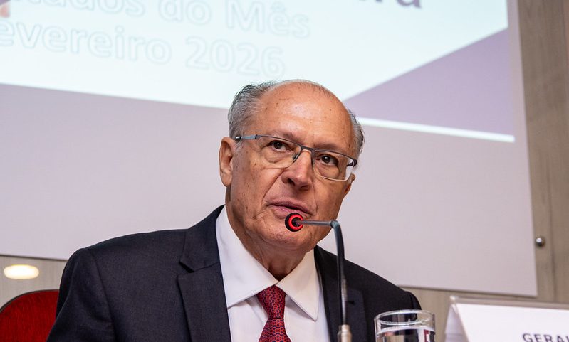 Vice-Presidente da República e Ministro, Geraldo Alckmin durante a Coletiva da Balança Comercial, no MDIC, em Brasília. Foto: Júlio César Silva/MDIC