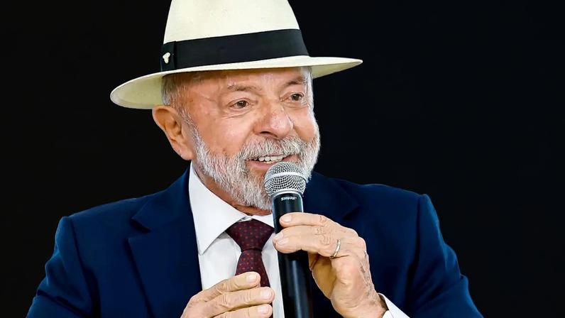 O presidente Luiz Inácio Lula da Silva durante cerimônia no Palácio do Planalto, em Brasília