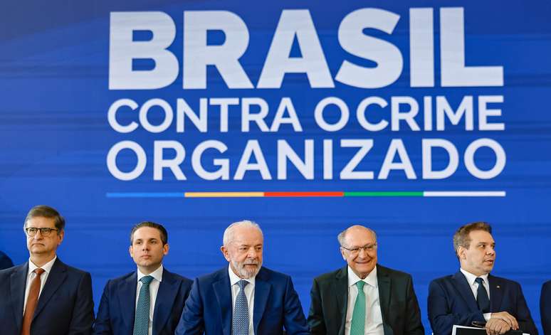 Presidente Luiz Inácio Lula da Silva durante o lançamento do Programa Brasil Contra o Crime Organizado, no Palácio do Planalto