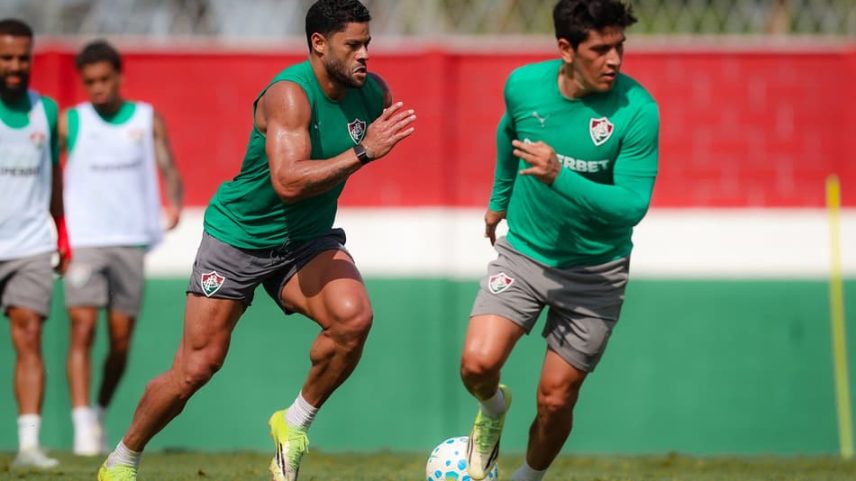 Hulk e Cano em treino pelo Fluminense (Foto: Marcelo Gonçalves/ Fluminense FC)