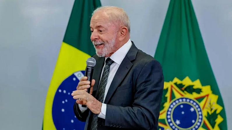 O presidente Luiz Inácio Lula da Silva durante cerimônia no Palácio do Planalto, em Brasília