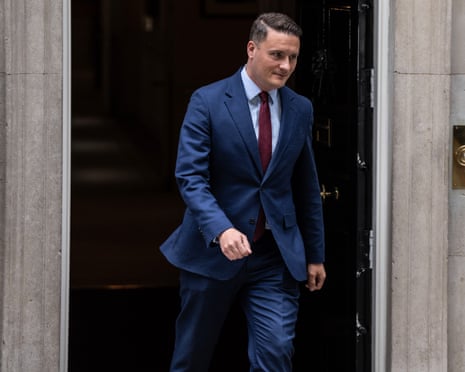 Wes Streeting leaving 10 Downing Street after a short meeting with Keir Starmer on Wednesday morning.