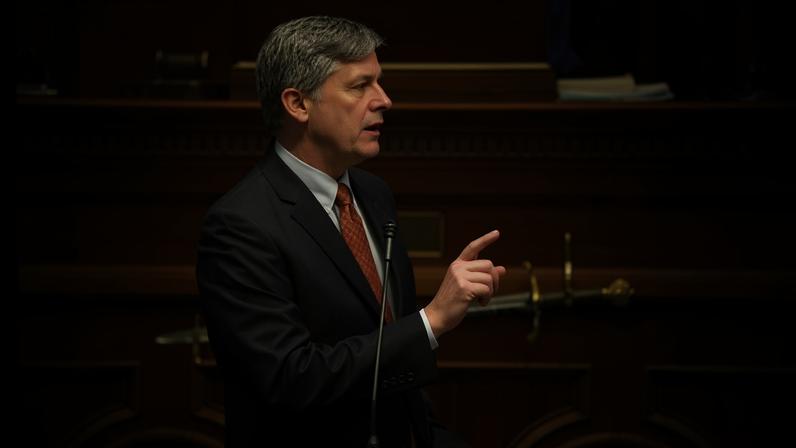 Republican South Carolina Senate majority leader Shane Massey speaks during a debate on redistricting on 12 May 2026 in the city of Columbia, South Carolina.