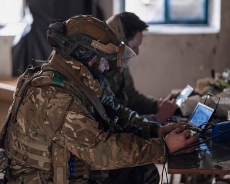 Ukrainian servicemen remotely operating drones. Ukraine wants to rid its drone supply chain of Chinese components.