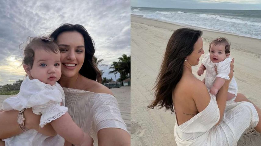 Rafa Kalimann e Zuza na praia