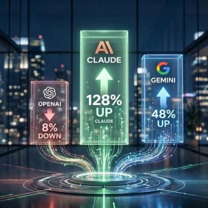 Mercado corporativo de IA: Claude e Gemini em alta