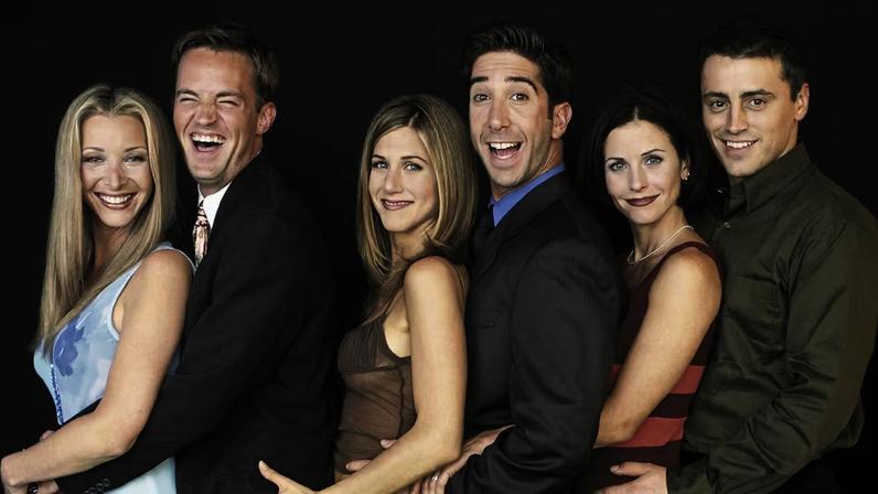 Os personagens Phoebe, Chandler, Rachel, Ross, Monica e Joey, de 'Friends'.