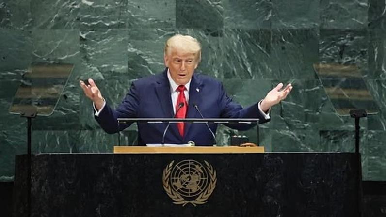 Trump at the UN general assembly in New York last year.