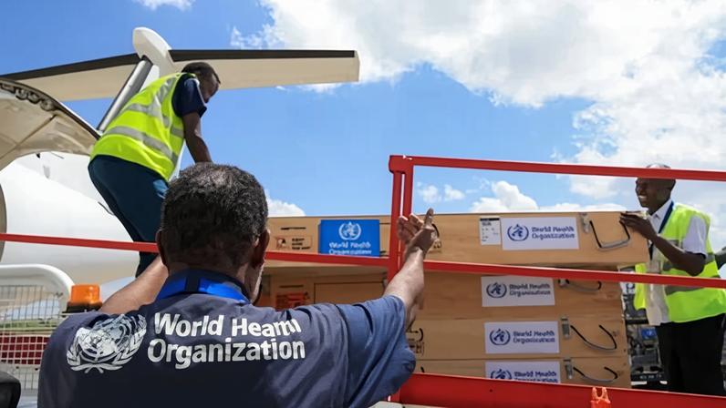 Workers load World Health Organization (WHO) emergency supplies on to a United Nations plane in Nairobi, Kenya, on 20 May 2026.