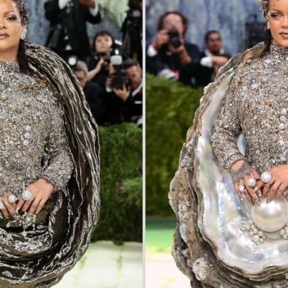Artista usa IA para transformar look de Rihanna no Met Gala em ostra com pérola