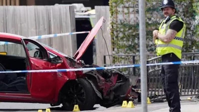 Police closed off several areas of Arnold town centre after five people were injured when a car crashed into pedestrians
