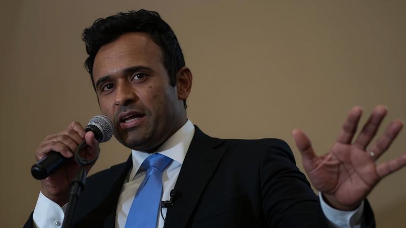 Republican Ohio gubernatorial candidate Vivek Ramaswamy at a campaign event last month