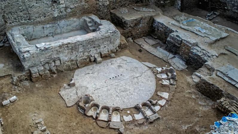 Remains of a public bathhouse uncovered in Alexandria.