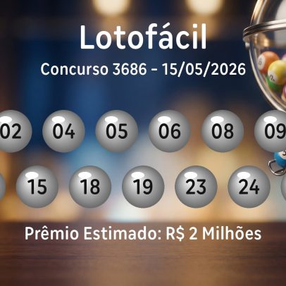 Lotofácil: números sorteados no concurso 3686