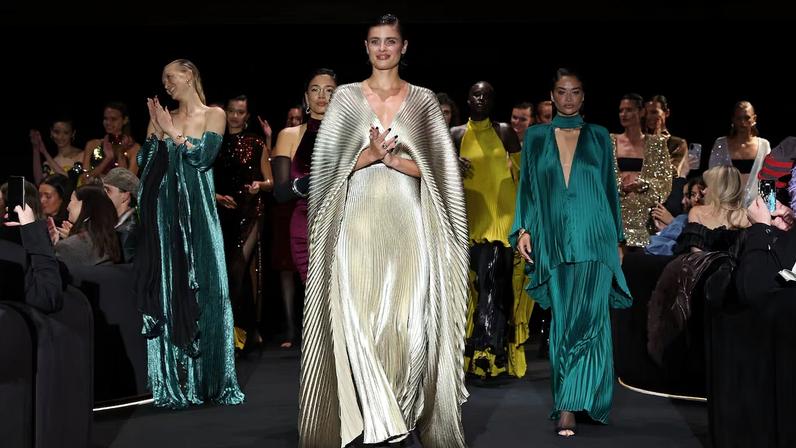 Models present the latest collection for L'idée Woman at Australian Fashion Week in Sydney in May 2026.