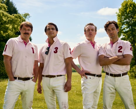 Chukka time … Danny Dyer as Freddie Jones, Luca Pasqualino as Bas Baddingham, Brendan Patricks as Henry Hampshire and Alex Hassell as Rupert Campbell-Black.