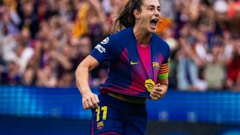 Putellas comemora um de seus gols para o Barcelona ao estilo Pedro, do Flamengo.