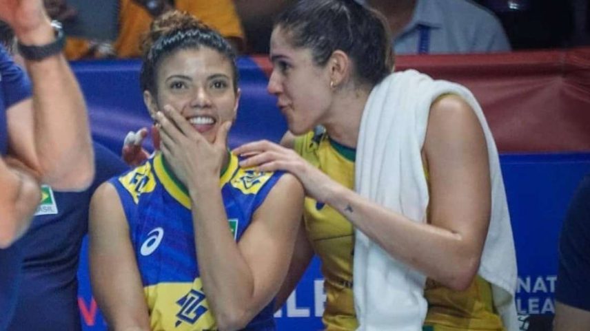 Léia Silva e Natália Zilio em partida com o Brasil na Nations League
