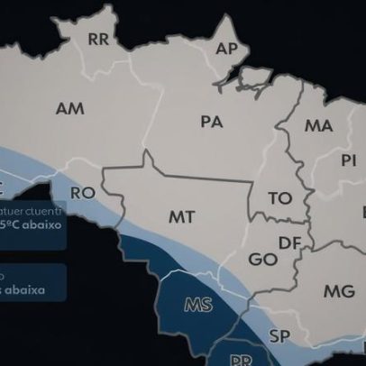 Frio intenso despenca no Centro-Sul; chuva congelada nas serras do Sul no sábado