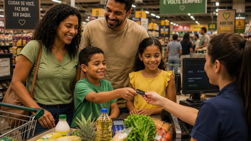 Deixar que as crianças participem ativamente das compras no supermercado é um bom exercício