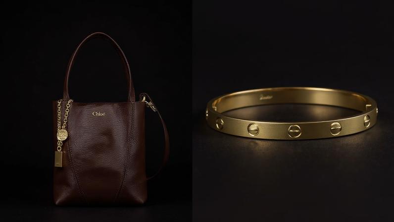 A Chloé tote bag and a Cartier Love bracelet