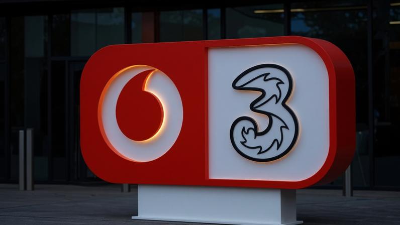Logotipo de Vodafone/Three.