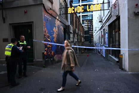 The scene of a suspected arson attack on Bar Bambi, in Melbourne’s AC/DC lane on 15 May. Victoria police say the spate of firebombings have been carried out by teens recruited by criminals.