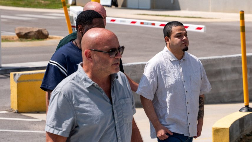 Kilmar Abrego Garcia walks after being released from the Putnam County Jail in Cookeville, Tennessee, on Aug. 22, 2025.