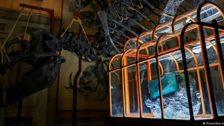 Bolsa de "couro de T-Rex" exposta em Amsterdã