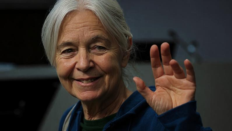 Daniela Klette, ex-integrante do grupo de extrema esquerda alemão Fração do Exército Vermelho (RAF), faz um gesto de saudação ao entrar no Tribunal Regional de Verden, no norte da Alemanha, em 10 de março de 2026.