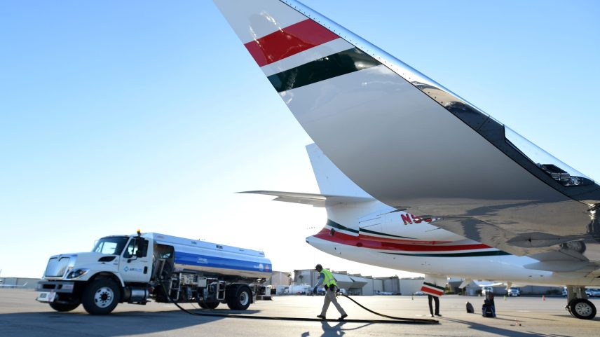 A business jet is refueled using Jet A fuel at the Henderson Executive Airport during the National Business Aviation Association (NBAA) exhibition in Las Vegas, Nevada, U.S. October 21, 2019.
