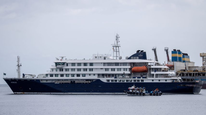 British citizens are evacuated from the MV Hondius after docking in the Granadilla Port on May 10, 2026 in Tenerife, part of the Canary Islands, Spain.