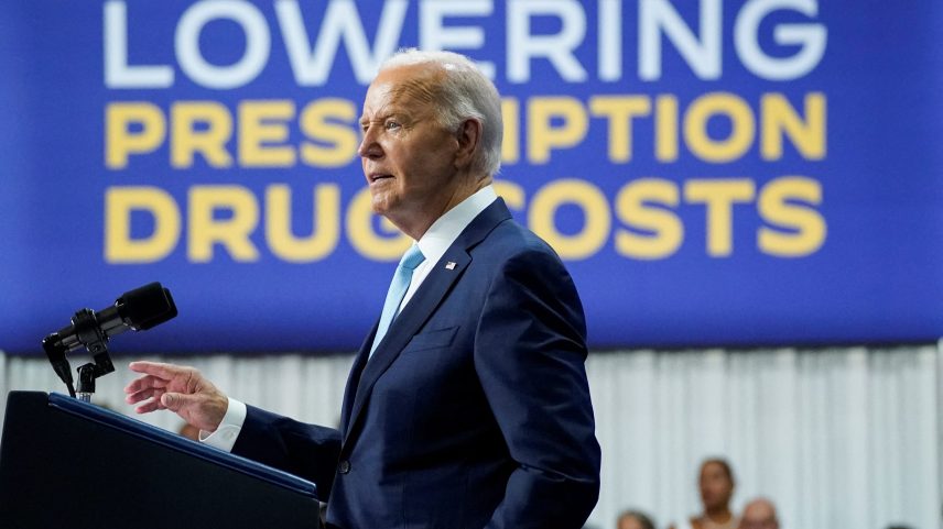 U.S. President Joe Biden delivers remarks, during an event on Medicare drug price negotiations, in Prince George's County, Maryland, U.S., August 15, 2024.