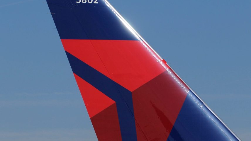 A Delta Airlines Boeing 757-300 tail at Hartsfield-Jackson International Airport in Atlanta, Georgia, on Dec. 9, 2011.