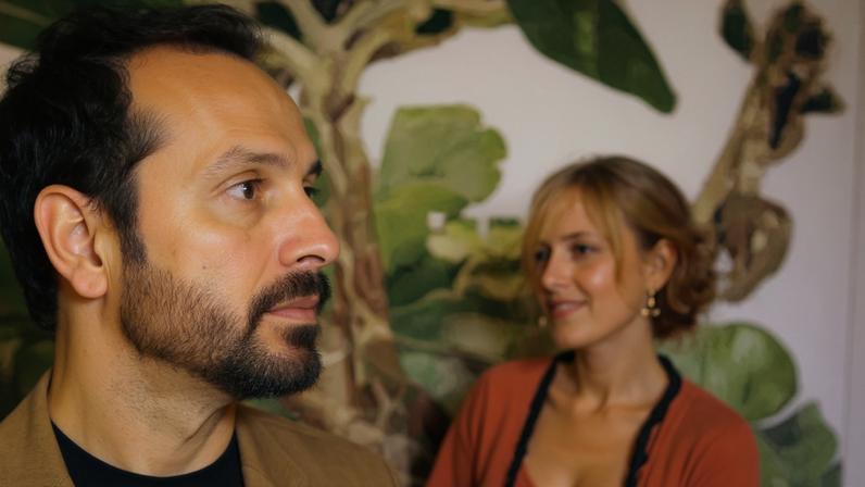 Marcelo Frota (MOMO.) e Nina Miranda em "Canto de Aldeia"