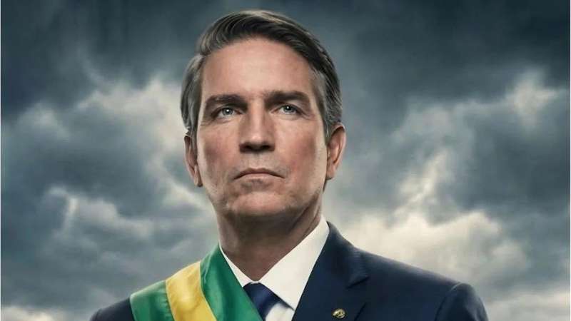 Detalhe do cartaz de Dark Horse, filme sobre Jair Bolsonaro com o ator Jim Caviezel