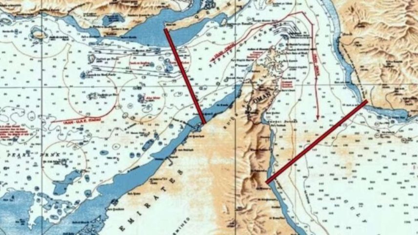 Mapa mostra área do Estreito de Ormuz que o Irã afirma estar sob seu controle.