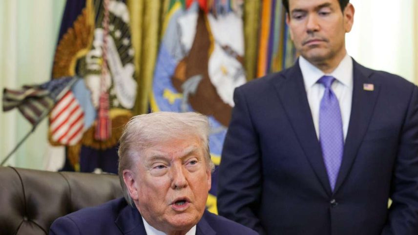 Presidente Donald Trump e o Secretário de estado Marco Rubio