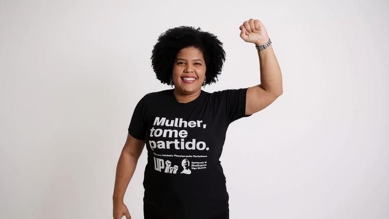 Samara Martins, de 38 anos, é pré-candidata à Presidência da República em 2026 pelo partido UP