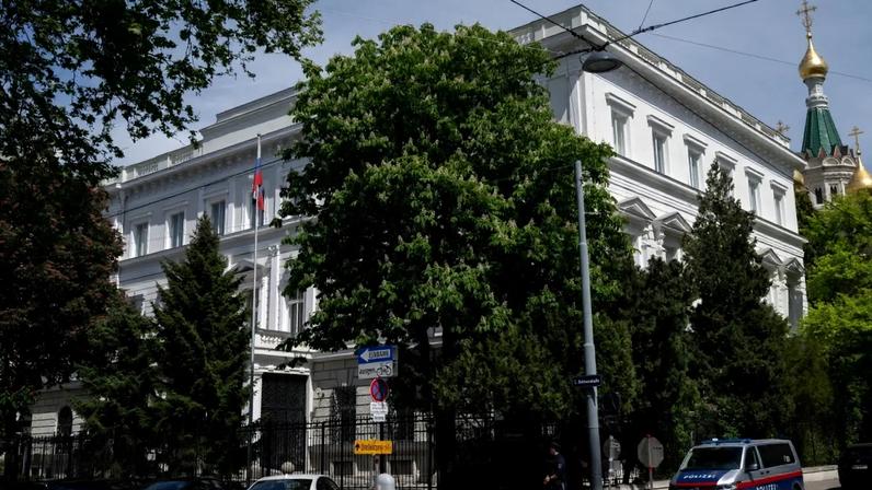 A Embaixada da Federação Russa em Viena, Áustria, em 4 de maio de 2026