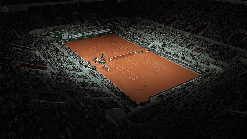 A quadra central de Roland Garros na vitória de João Fonseca sobre o norueguês Casper Ruud (Foto: Dimitar DILKOFF / AFP)