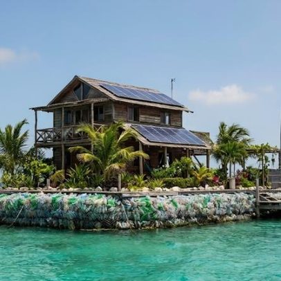 Homem constrói ilha flutuante com 150 mil garrafas PET e manguezais no México